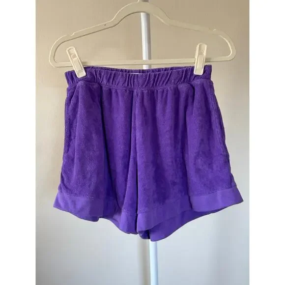 Danielle Bernstein Purple Terrycloth Lounge Short - M Casual Leisurewear Vibrant - Picture 4 of 7